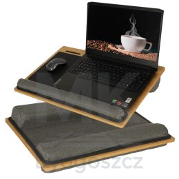 Stolik pod laptopa przenośny taca do łóżka na kolana podstawka drewniany z poduszką