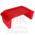 Stolik pod laptopa z organizerem podróżny samochodowy dla dzieci z kieszeniami śniadaniowy podstawka przenośny stabilny czerwony