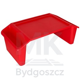 Stolik pod laptopa z organizerem podróżny samochodowy dla dzieci z kieszeniami śniadaniowy podstawka przenośny stabilny czerwony