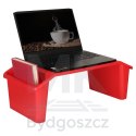 Stolik pod laptopa z organizerem podróżny samochodowy dla dzieci z kieszeniami śniadaniowy podstawka przenośny stabilny czerwony