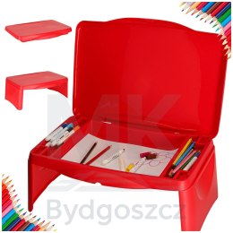 Stolik samochodowy do auta podróżny przenośny składany dla dzieci ze schowkiem czerwony