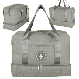 Torba podróżna bagaż podręczny do samolotu podróżna turystyczna pojemna uchwyt kieszenie 39x18x30 szara