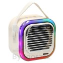 Zestaw do karaoke głośnik Bluetooth 2 mikrofony USB LED 10W kremowy