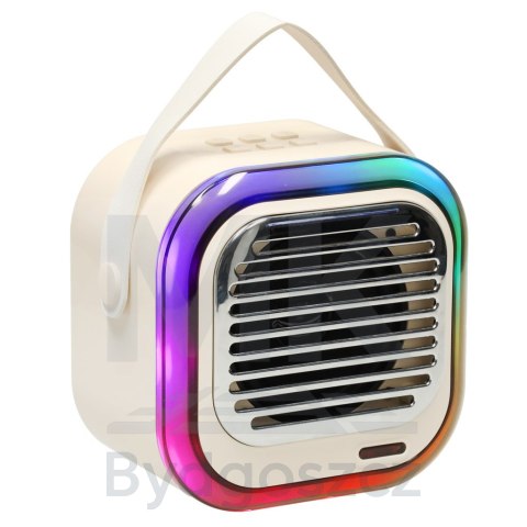 Zestaw do karaoke głośnik Bluetooth 2 mikrofony USB LED 10W kremowy Zestaw do karaoke głośnik Bluetooth 2 mikrofony USB LED 10W kremowy