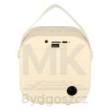Zestaw do karaoke głośnik Bluetooth 2 mikrofony USB LED 10W kremowy