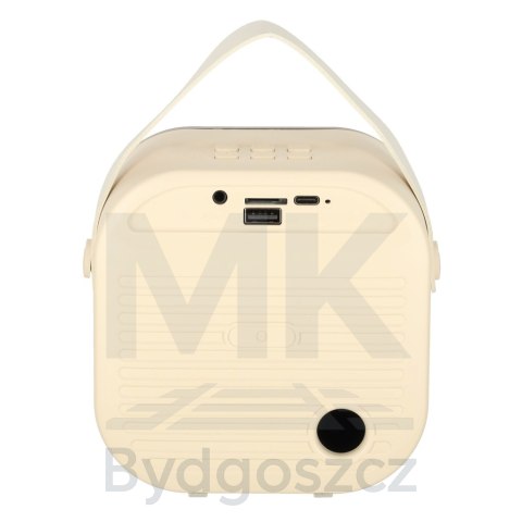 Zestaw do karaoke głośnik Bluetooth 2 mikrofony USB LED 10W kremowy Zestaw do karaoke głośnik Bluetooth 2 mikrofony USB LED 10W kremowy