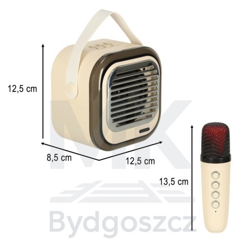 Zestaw do karaoke głośnik Bluetooth 2 mikrofony USB LED 10W kremowy Zestaw do karaoke głośnik Bluetooth 2 mikrofony USB LED 10W kremowy