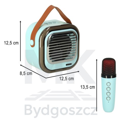 Zestaw do karaoke głośnik Bluetooth 2 mikrofony USB LED 10W niebieski Zestaw do karaoke głośnik Bluetooth 2 mikrofony USB LED 10W niebieski