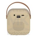 Zestaw do karaoke głośnik Bluetooth 2 mikrofony USB LED 6W beżowy