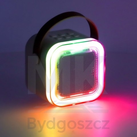Zestaw do karaoke głośnik Bluetooth 2 mikrofony USB LED 6W beżowy Zestaw do karaoke głośnik Bluetooth 2 mikrofony USB LED 6W beżowy