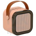 Zestaw do karaoke głośnik Bluetooth 2 mikrofony USB LED 6W różowy