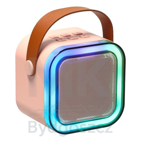 Zestaw do karaoke głośnik Bluetooth 2 mikrofony USB LED 6W różowy Zestaw do karaoke głośnik Bluetooth 2 mikrofony USB LED 6W różowy