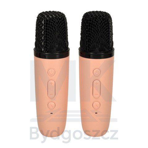 Zestaw do karaoke głośnik Bluetooth 2 mikrofony USB LED 6W różowy Zestaw do karaoke głośnik Bluetooth 2 mikrofony USB LED 6W różowy