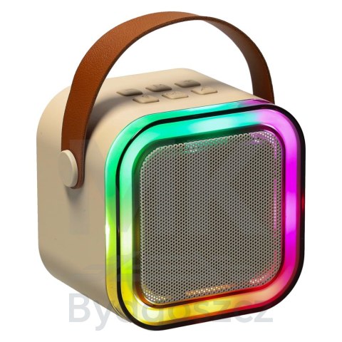 Zestaw do karaoke głośnik Bluetooth mikrofon USB LED beżowy Zestaw do karaoke głośnik Bluetooth mikrofon USB LED beżowy
