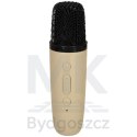 Zestaw do karaoke głośnik Bluetooth mikrofon USB LED beżowy