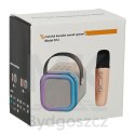 Zestaw do karaoke głośnik Bluetooth mikrofon USB LED beżowy