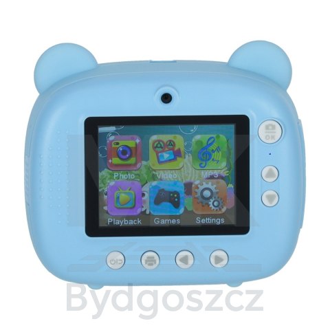 Aparat fotograficzny natychmiastowy drukarka termiczna + wkłady karta 32GB niebieski miś Aparat fotograficzny natychmiastowy drukarka termiczna + wkłady karta 32GB niebieski miś