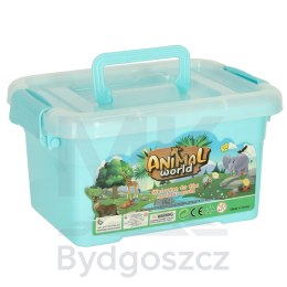 Figurki zwierząt zwierzęta zoo safari farma akcesoria skrzynka 19 el.