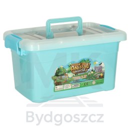Figurki zwierząt zwierzęta zoo safari farma akcesoria skrzynka 59 el.