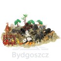 Figurki zwierząt zwierzęta zoo safari farma akcesoria skrzynka 59 el.