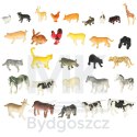Figurki zwierząt zwierzęta zoo safari farma akcesoria skrzynka 59 el.