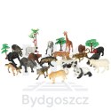 Figurki zwierząt zwierzęta zoo safari farma akcesoria skrzynka 59 el.