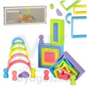 Klocki drewniane edukacyjne układanka tęcza puzzle montessori tęcza kolorowe