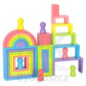Klocki drewniane edukacyjne układanka tęcza puzzle montessori tęcza kolorowe