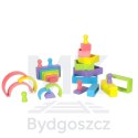 Klocki drewniane edukacyjne układanka tęcza puzzle montessori tęcza kolorowe
