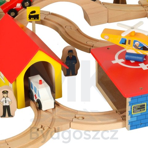 Kolejka drewniana pociąg lokomotywa miasto 69 elementów Kolejka drewniana pociąg lokomotywa miasto 69 elementów