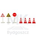 Kolejka drewniana pociąg lokomotywa plac budowy 55 elementów