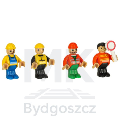 Kolejka drewniana pociąg lokomotywa plac budowy 55 elementów Kolejka drewniana pociąg lokomotywa plac budowy 55 elementów