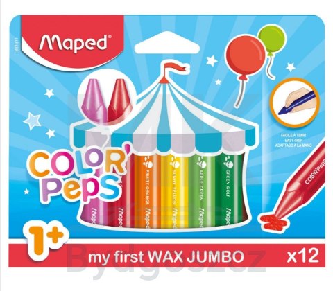 Kredki świecowe dla małych dzieci 1+ Maped 12 kolorów Kredki świecowe dla małych dzieci 1+ Maped 12 kolorów