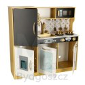 Kuchnia dla dzieci drewniana z lodówką tablicą kredową złota LULILO