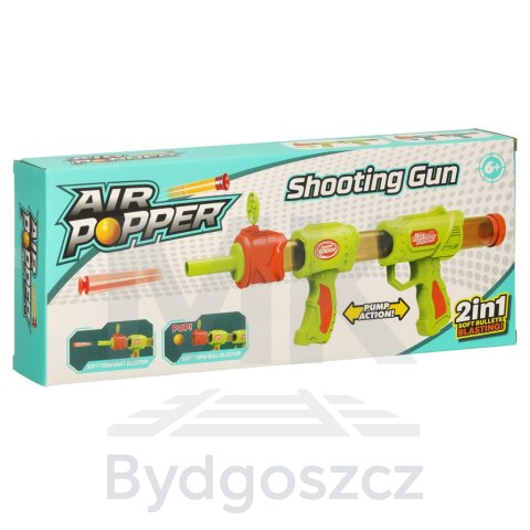 Pistolet na kulki karabin na piankowe naboje solidny dla dzieci gra 2w1 zielony Pistolet na kulki karabin na piankowe naboje solidny dla dzieci gra 2w1 zielony