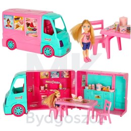 Samochód dla lalek kamper food truck zestaw 21 el.