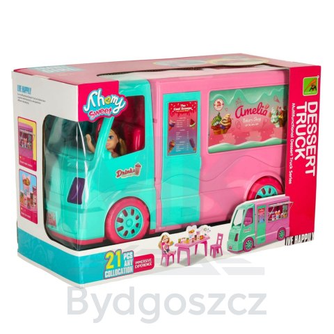 Samochód dla lalek kamper food truck zestaw 21 el. Samochód dla lalek kamper food truck zestaw 21 el.