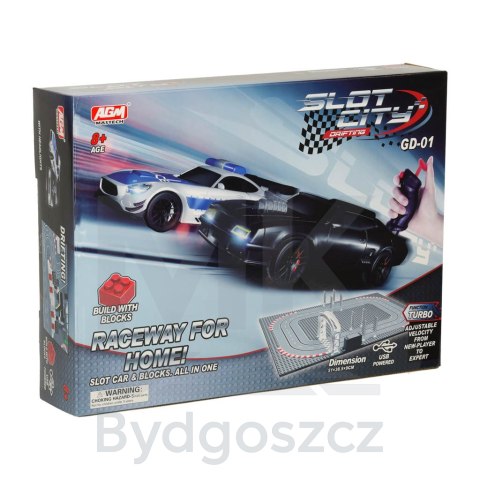 Tor samochodowy wyścigowy policyjny elektryczny + 2 auta klocki konstrukcyjne GD-01 Tor samochodowy wyścigowy policyjny elektryczny + 2 auta klocki konstrukcyjne GD-01
