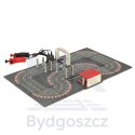 Tor wyścigowy samochodowy elektryczny policyjny 2 auta autka kontrolery zakręty klocki konstrukcyjne GD-02