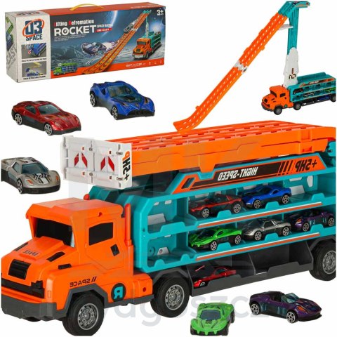 Tor wyścigowy samochodowy laweta transporter 6 el. pomarańczowy Tor wyścigowy samochodowy laweta transporter 6 el. pomarańczowy