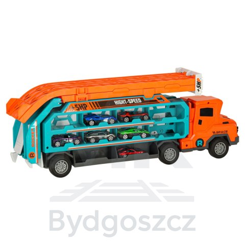 Tor wyścigowy samochodowy laweta transporter 6 el. pomarańczowy Tor wyścigowy samochodowy laweta transporter 6 el. pomarańczowy