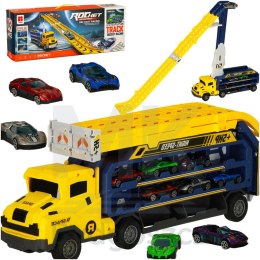 Tor wyścigowy samochodowy laweta transporter 6 el. żółty