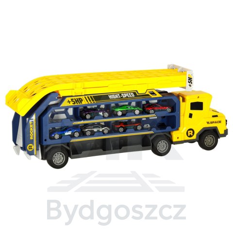 Tor wyścigowy samochodowy laweta transporter 6 el. żółty Tor wyścigowy samochodowy laweta transporter 6 el. żółty