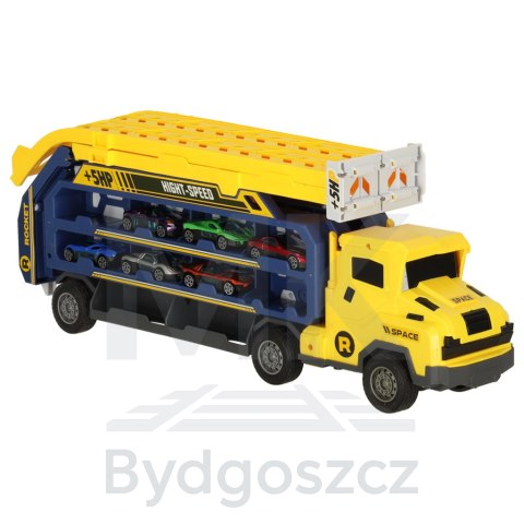 Tor wyścigowy samochodowy laweta transporter 6 el. żółty Tor wyścigowy samochodowy laweta transporter 6 el. żółty