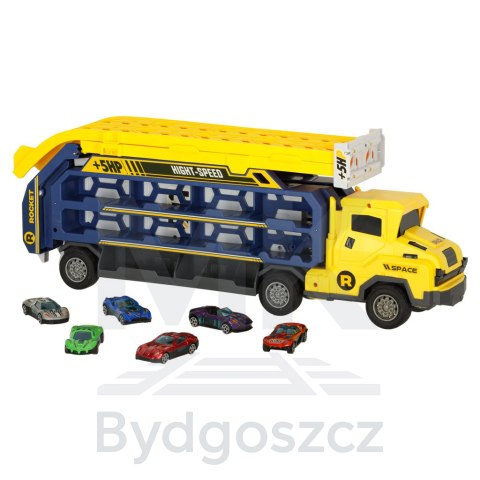 Tor wyścigowy samochodowy laweta transporter 6 el. żółty Tor wyścigowy samochodowy laweta transporter 6 el. żółty