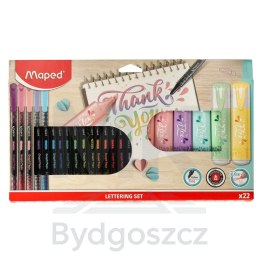 Zakreślacze cienkopisy MAPED zestaw do letteringu 22el.