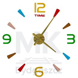 Zegar ścienny naklejany DIY regulowany 80-90 cm złoty kolorowy 4 cyfry