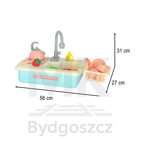 Zlewozmywak zlew do mycia naczyń dla dzieci z akcesoriami leci woda czajnik płyta indukcyjna XXL niebieski Zlewozmywak zlew do mycia naczyń dla dzieci z akcesoriami leci woda czajnik płyta indukcyjna XXL niebieski