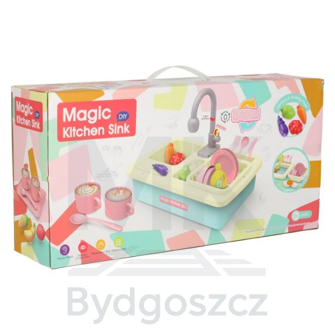 Zlewozmywak zlew do mycia naczyń dla dzieci z akcesoriami leci woda czajnik płyta indukcyjna XXL niebieski Zlewozmywak zlew do mycia naczyń dla dzieci z akcesoriami leci woda czajnik płyta indukcyjna XXL niebieski