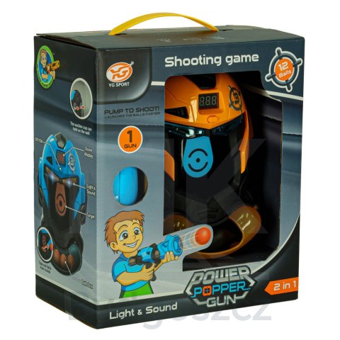 Gra zręcznościowa robot kask strzelanie do celu pistolet kulki celownik Gra zręcznościowa robot kask strzelanie do celu pistolet kulki celownik